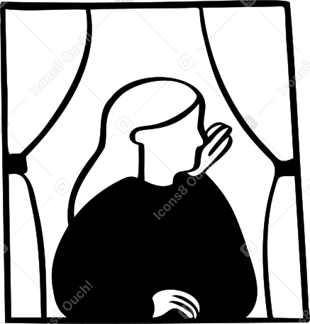woman sitting and looking out of the window PNG, SVG