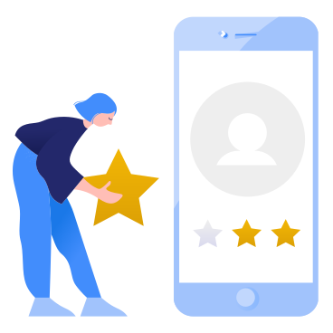 Woman customer giving three stars rating PNG, SVG