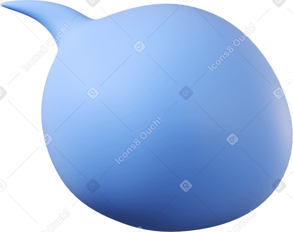 3D Blue round speech bubble from the top left corner PNG, SVG