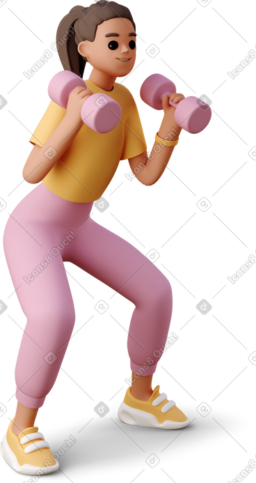 Woman does sports with dumbbells PNG, SVG