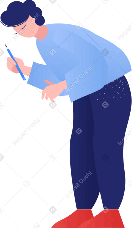 woman stand with pencil Illustration in PNG, SVG