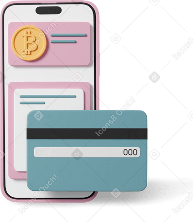 3D blockchain payment Illustration in PNG, SVG