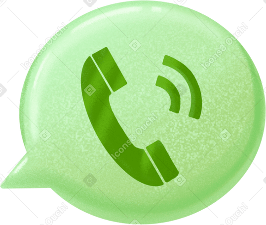green bubble with phone handset в PNG, SVG