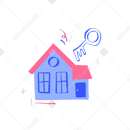 Real estate house with a key PNG, SVG