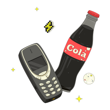 Nokia 3310 and a bottle of juice PNG, SVG