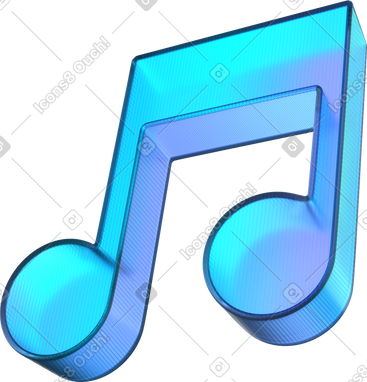 Glass musical note animated illustration in GIF, Lottie (JSON), AE