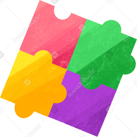 four colored puzzles PNG, SVG
