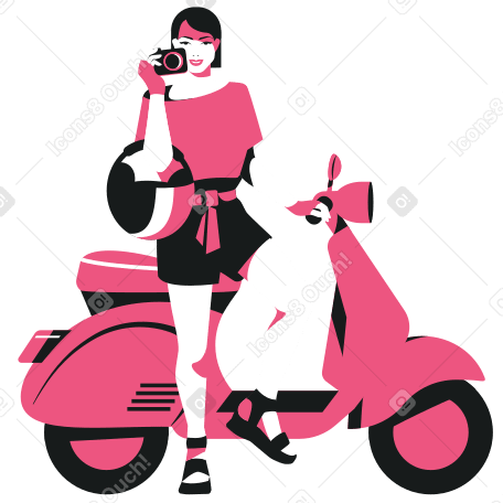 Turista de mulher em um ciclomotor PNG, SVG