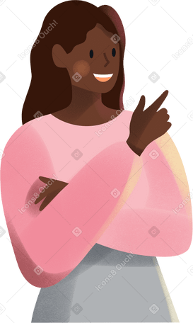 young woman with crossed arms Illustration in PNG, SVG