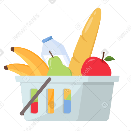 Basket of groceries Illustration in PNG, SVG