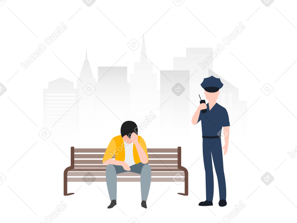 Accident with policeman  Illustration in PNG, SVG