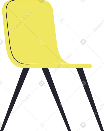 三条腿的黄色椅子 PNG, SVG