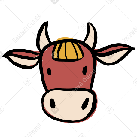cow's head Illustration in PNG, SVG