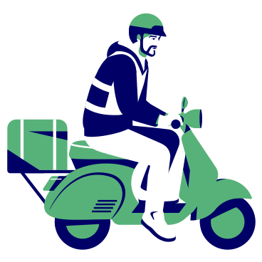 Man delivering order on moped PNG, SVG