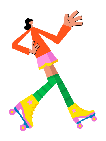 Rollerblading woman animated illustration in GIF, Lottie (JSON), AE