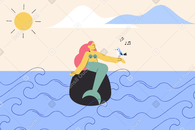 Mermaid on the stone PNG, SVG