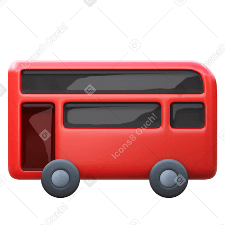 3D double decker bus PNG, SVG