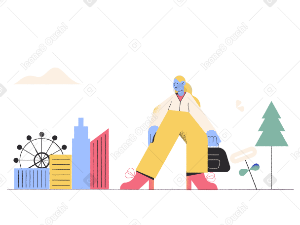 A business woman in the city  Illustration in PNG, SVG