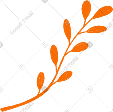 Orange twig with small leaves PNG, SVG