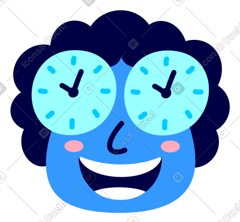 head with a clock in eyes PNG, SVG