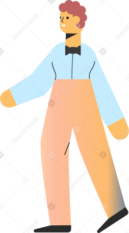 groom with a bow tie in a blue shirt Illustration in PNG, SVG