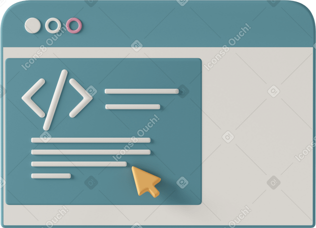 3D browser window with code signs PNG、SVG