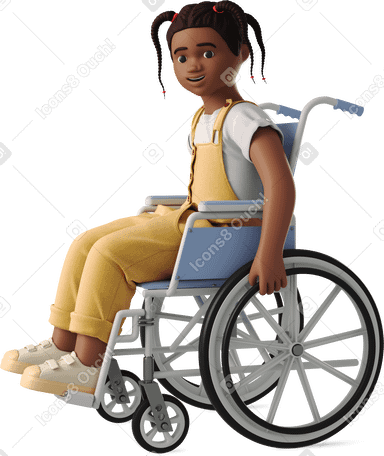 3D girl in a wheelchair PNG, SVG