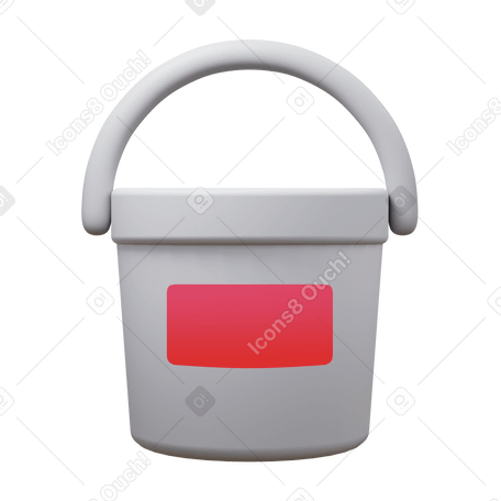 3D paint bucket with label PNG, SVG