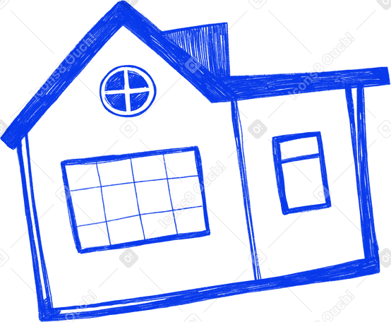 blue big house Illustration in PNG, SVG