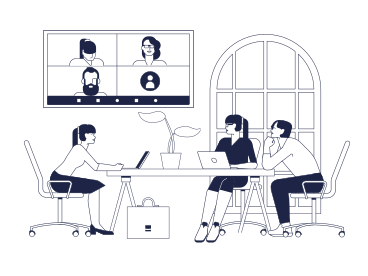 Ilustração animada de Zoom reunião em GIF, Lottie (JSON), AE