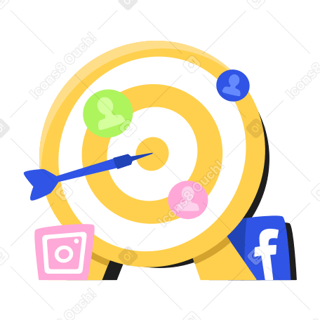 Цель с дротиком, значками пользователей и социальными сетями в PNG, SVG