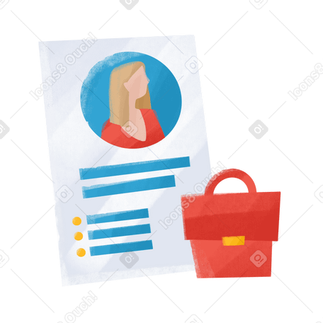 sheet with the resume of one employee who is hired by the company Illustration in PNG, SVG