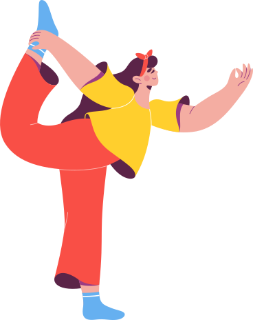 girl in a yoga pose stands on one leg PNG, SVG