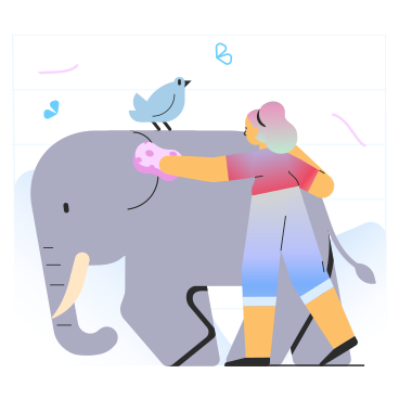 Fille lavant l'éléphant PNG, SVG