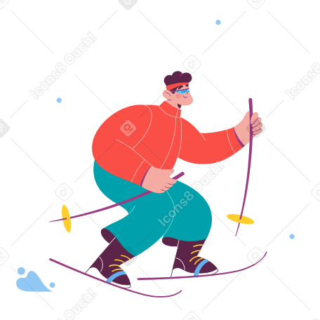 Athlete skiing in snowing weather PNG, SVG
