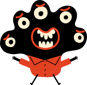 black character with five-eyed in a jacket PNG, SVG