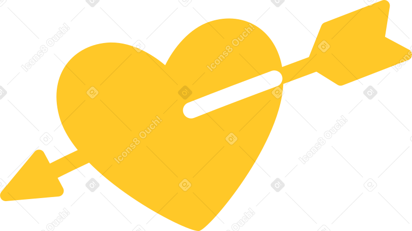 arrow heart yellow Illustration in PNG, SVG