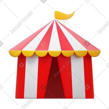 3D circus tent PNG, SVG