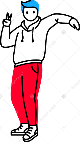 man showing peace sign and putting his arm on someone's shoulder Illustration in PNG, SVG