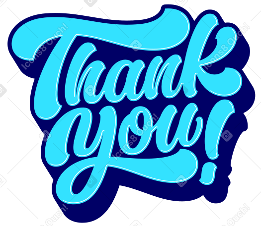 lettering thank you! with shadows text PNG, SVG