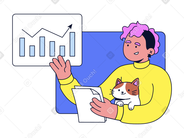 Young woman giving a presentation online PNG, SVG