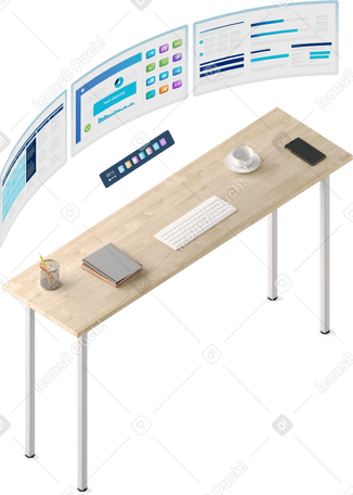 3D high table and vr-monitors PNG, SVG