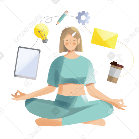 Multitasking-junge frau meditiert PNG, SVG