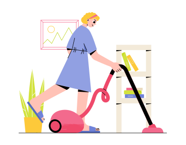 Woman vacuuming at home PNG, SVG