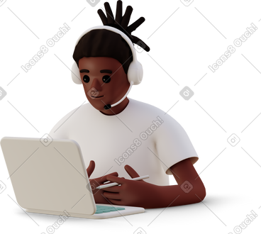 Young man online consultant PNG, SVG