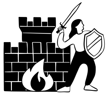 Swordswoman and firewall as a computer defender PNG, SVG