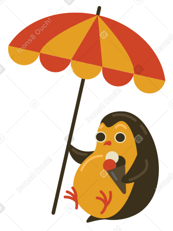 Hiding from sun with an ice cream Illustration in PNG, SVG
