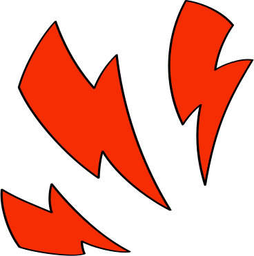 three red lightning bolts PNG, SVG