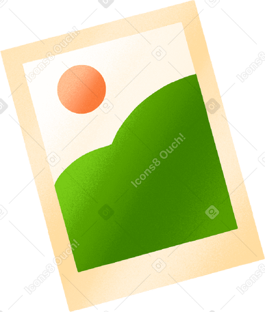 photo card with the image of a green meadow and the sun PNG, SVG