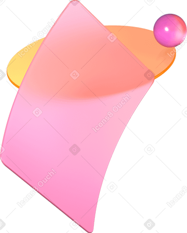 3D Rettangolo con angoli arrotondati, lente e sfera PNG, SVG